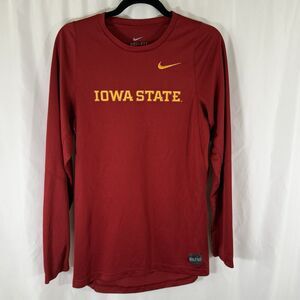 Iowa State Nike Shirt Men's Small Red Long Sleeve Dri Fit Breathable Crew Neck
